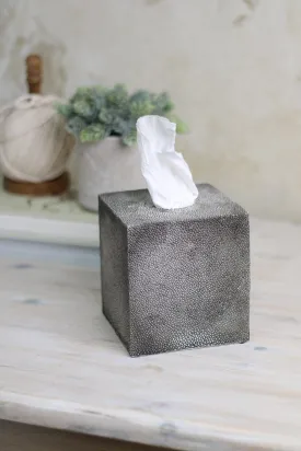 Faux Shagreen Grey Tissue Box