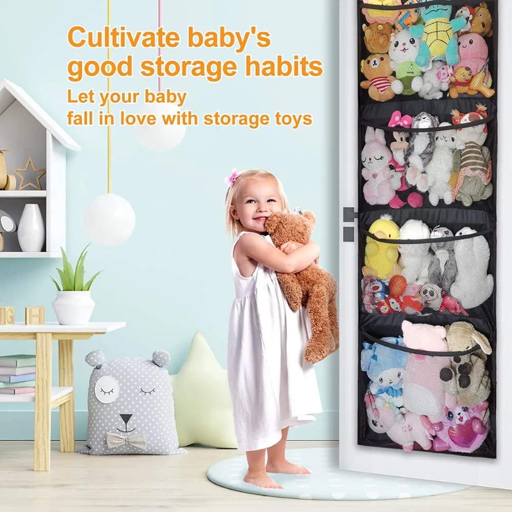 「Flash Sale 30% Off」Over Door Stuffed Animal Storage 4 Large Pockets (22*64.5 IN)