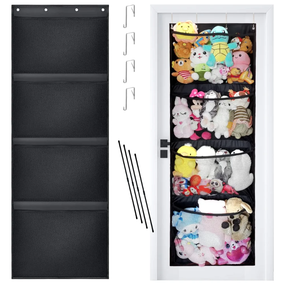 「Flash Sale 30% Off」Over Door Stuffed Animal Storage 4 Large Pockets (22*64.5 IN)