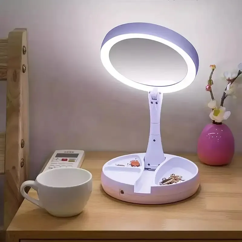 Foldable Makeup Mirror With LED Light