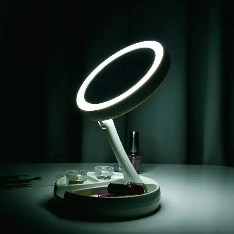 Foldable Makeup Mirror With LED Light