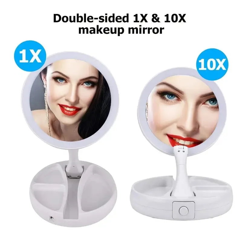 Foldable Makeup Mirror With LED Light