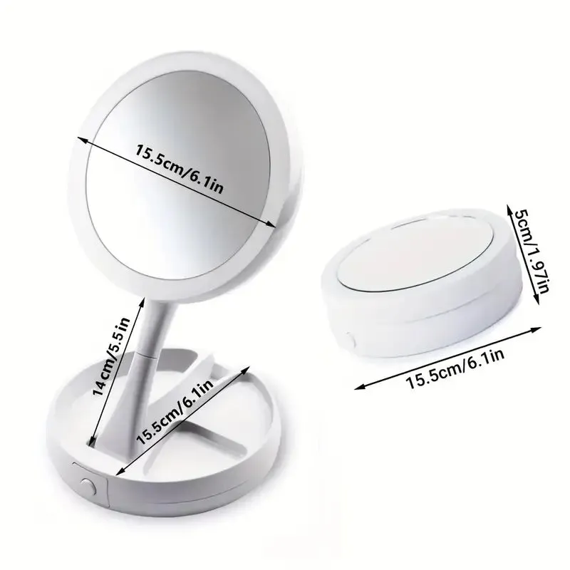 Foldable Makeup Mirror With LED Light