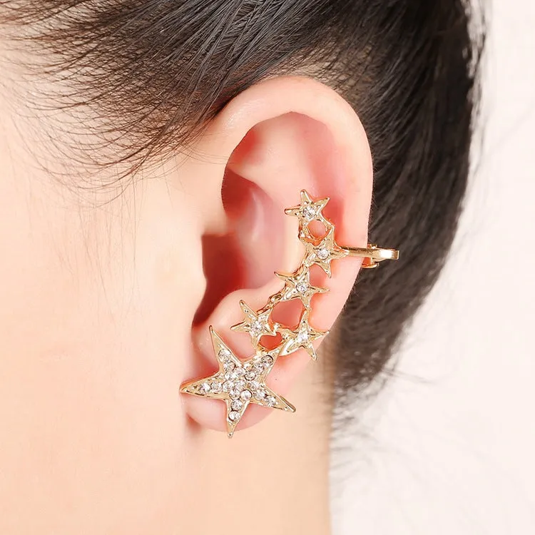 Gothic Rock Punk Style Crystal Shiny Ear Cuff Left Ear Fashion Jewelry Ear Clip