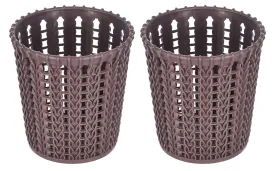 Heart Home Round Shape M 10 Multipurpose Plastic Holder/Organizer For Kitchen, Bathroom, Office, Living Room - Pack of 2 (Brown)-46HH0418