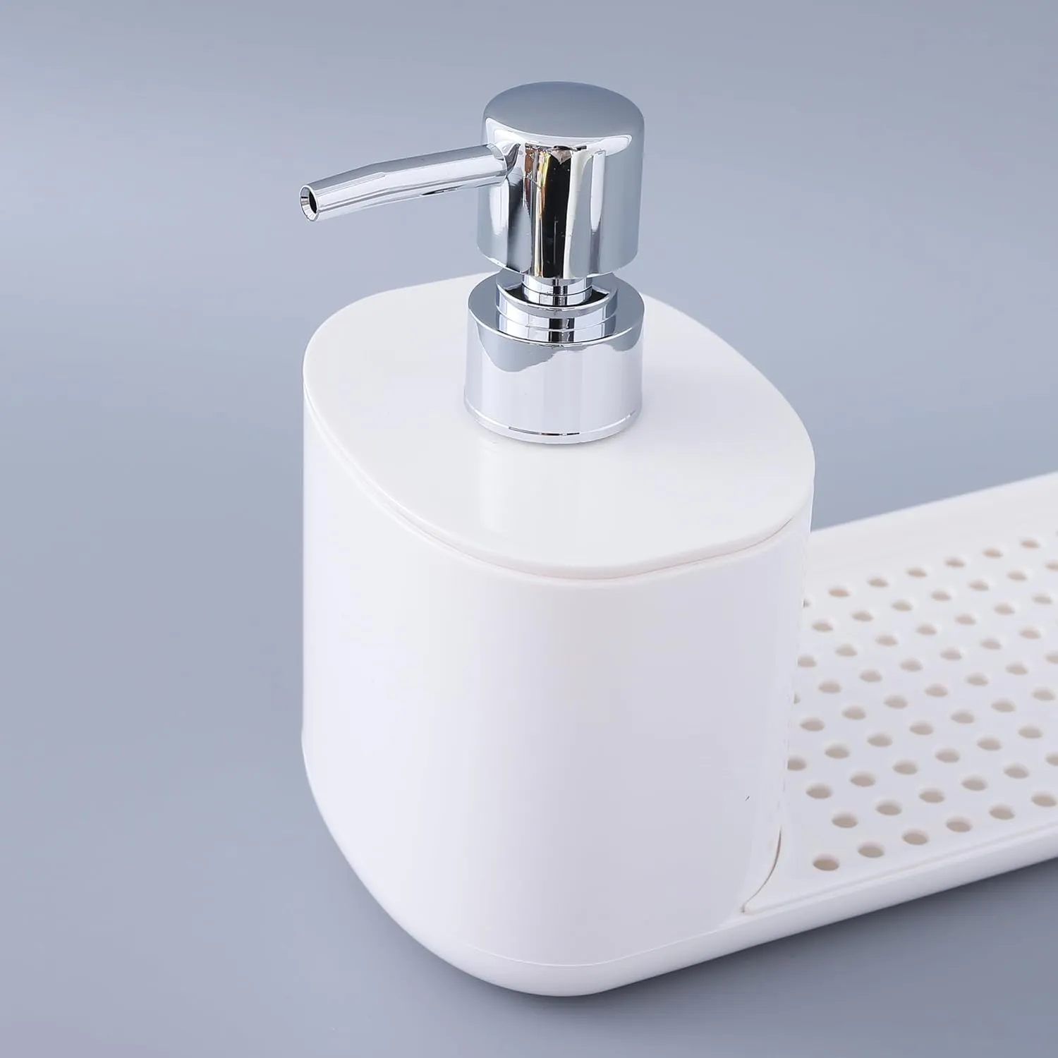 Homestic 3 in 1 Bathroom Soap Dispenser 500ml & 300ml | Plastic Soap Dish Holder Drain Tray | Multifunctional| Kitchen Accessories | White |Durable |Handwash Dispenser