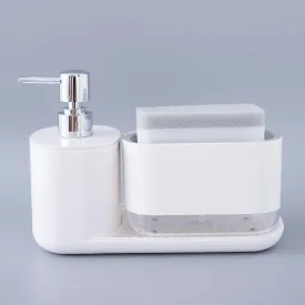 Homestic 3 in 1 Bathroom Soap Dispenser 500ml & 300ml | Plastic Soap Dish Holder Drain Tray | Multifunctional| Kitchen Accessories | White |Durable |Handwash Dispenser