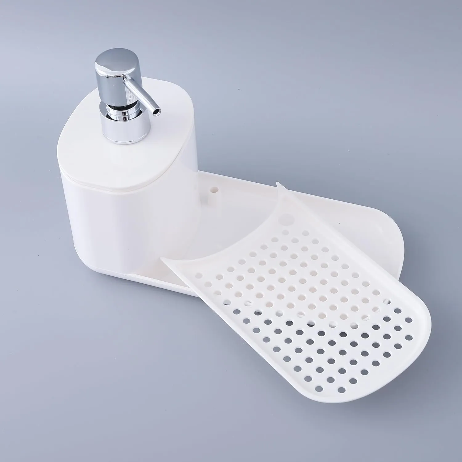 Homestic 3 in 1 Bathroom Soap Dispenser 500ml & 300ml | Plastic Soap Dish Holder Drain Tray | Multifunctional| Kitchen Accessories | White |Durable |Handwash Dispenser