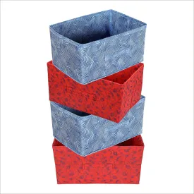 Homestic Pack of 4 Foldable Storage Box|Drawer Wardrobe Organizer for Clothes| Closet Organizer for clothes, Toys, Books|Sturdy built with Reinforced Handle|Basket Bins Container|Blue & Red|