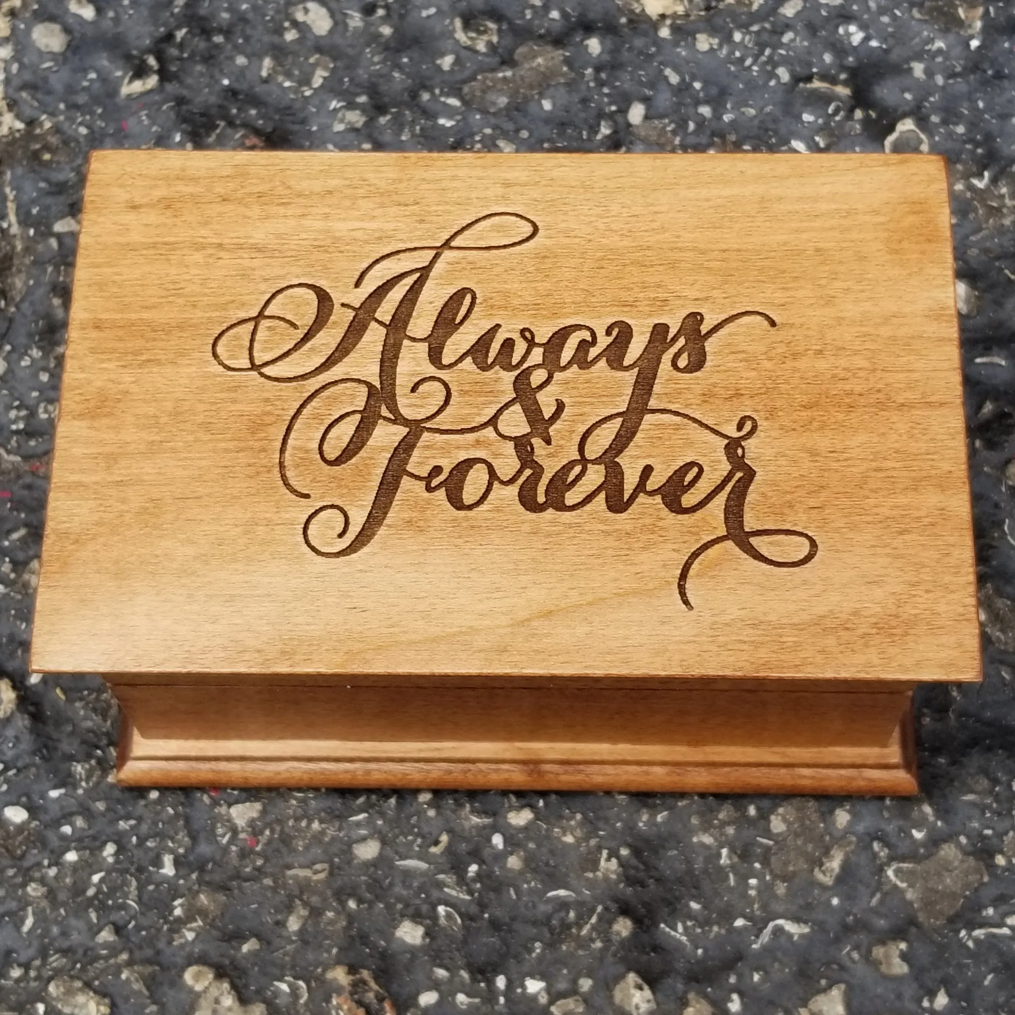 Jewelry Box with music of your choice Always and Forever engraved on top, choose color and song