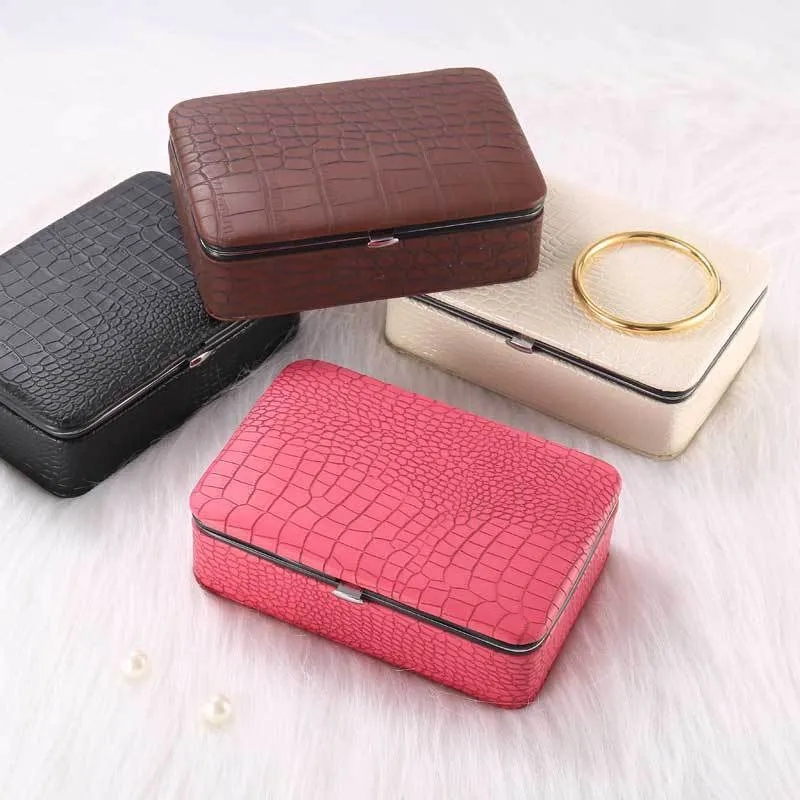 Jewelry Storage Box PU Leather Travel  Earrings Cosmetics Portable   Holders Case