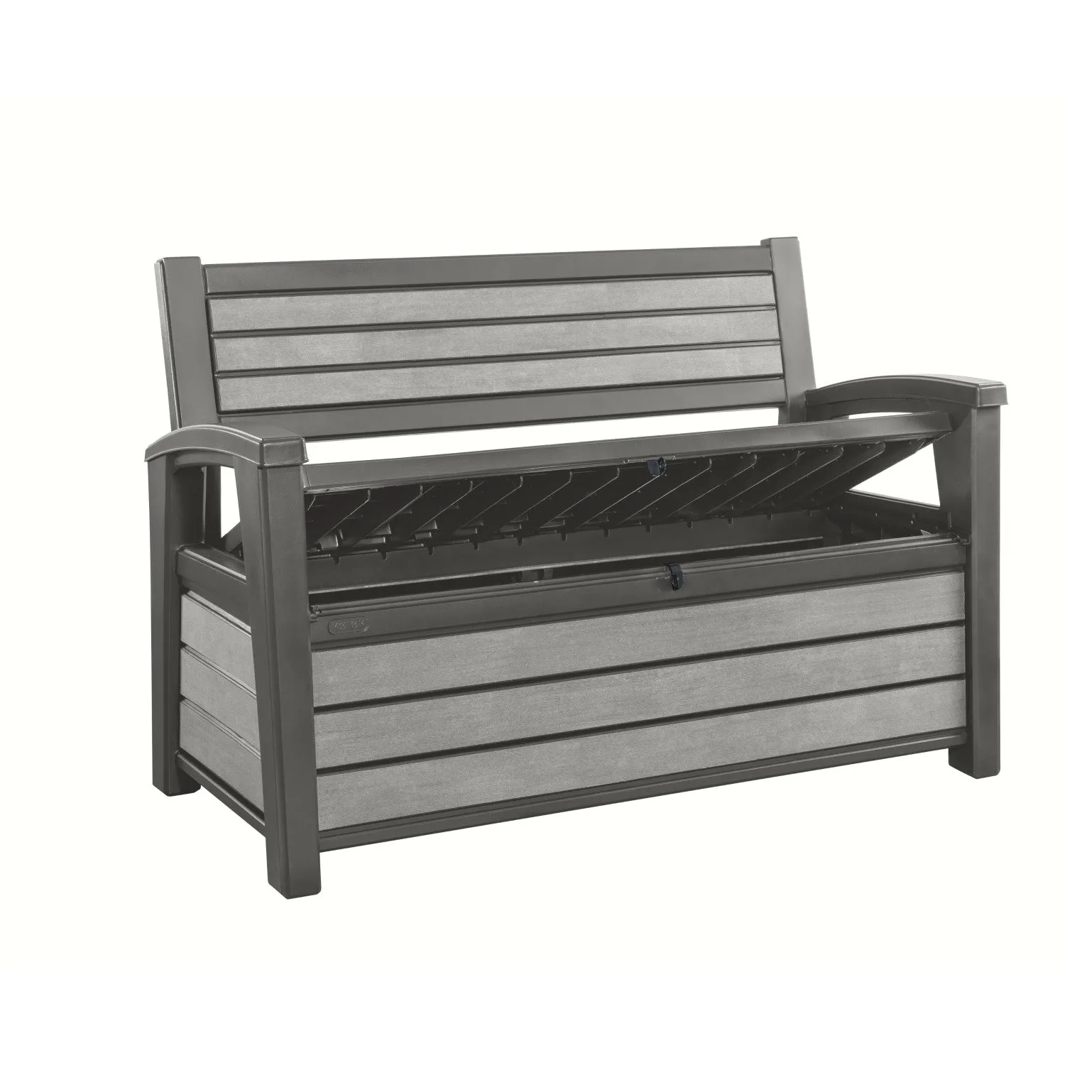 Keter Hudson Garden Bench Storage Box Wood Effect 227L Anthracite