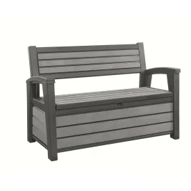 Keter Hudson Garden Bench Storage Box Wood Effect 227L Anthracite