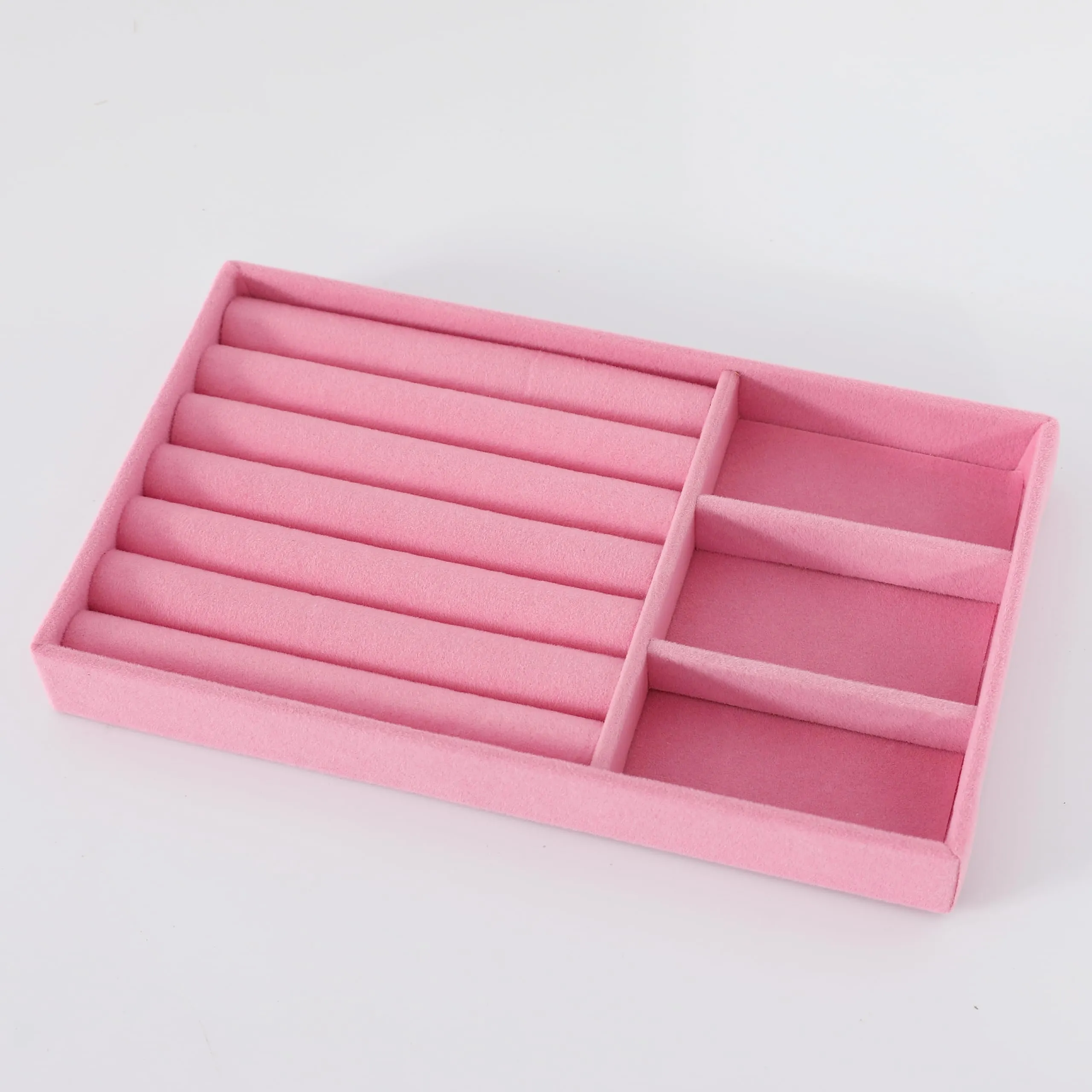 Kuber Industries 12 Pieces Velvet Jewelry Trays Organizer | Jewelry Storage Box | Jewelry Organizer | Showcase Holder Dresser Organizer for Earring Necklace Bracelet Ring |Pack of 3 | YBL4-04 |Pink