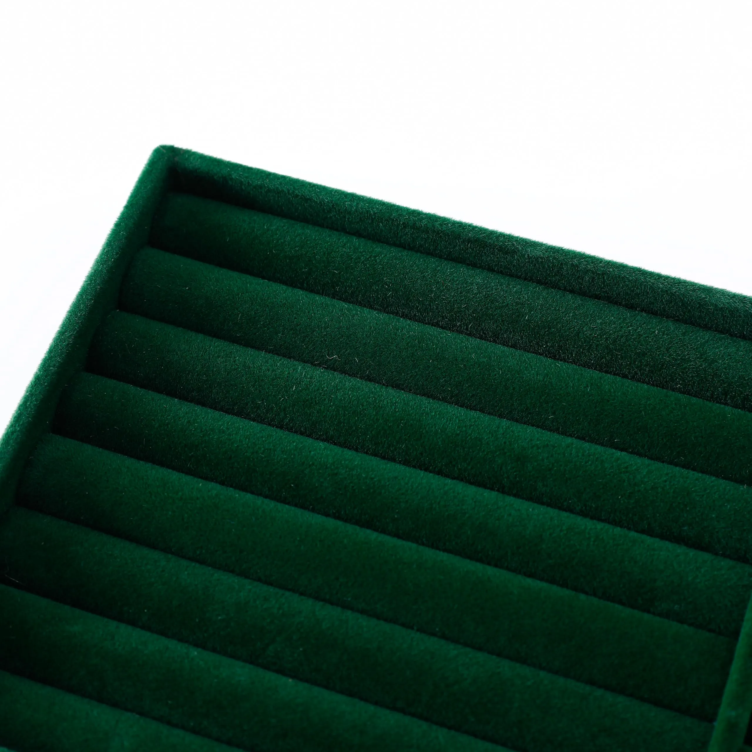 Kuber Industries 12 Pieces Velvet Jewelry Trays Organizer | Jewelry Storage Box | Jewelry Organizer | Showcase Holder Dresser Organizer for Earring Necklace Ring | Pack of 3 | YBL4-05 | Dark Green