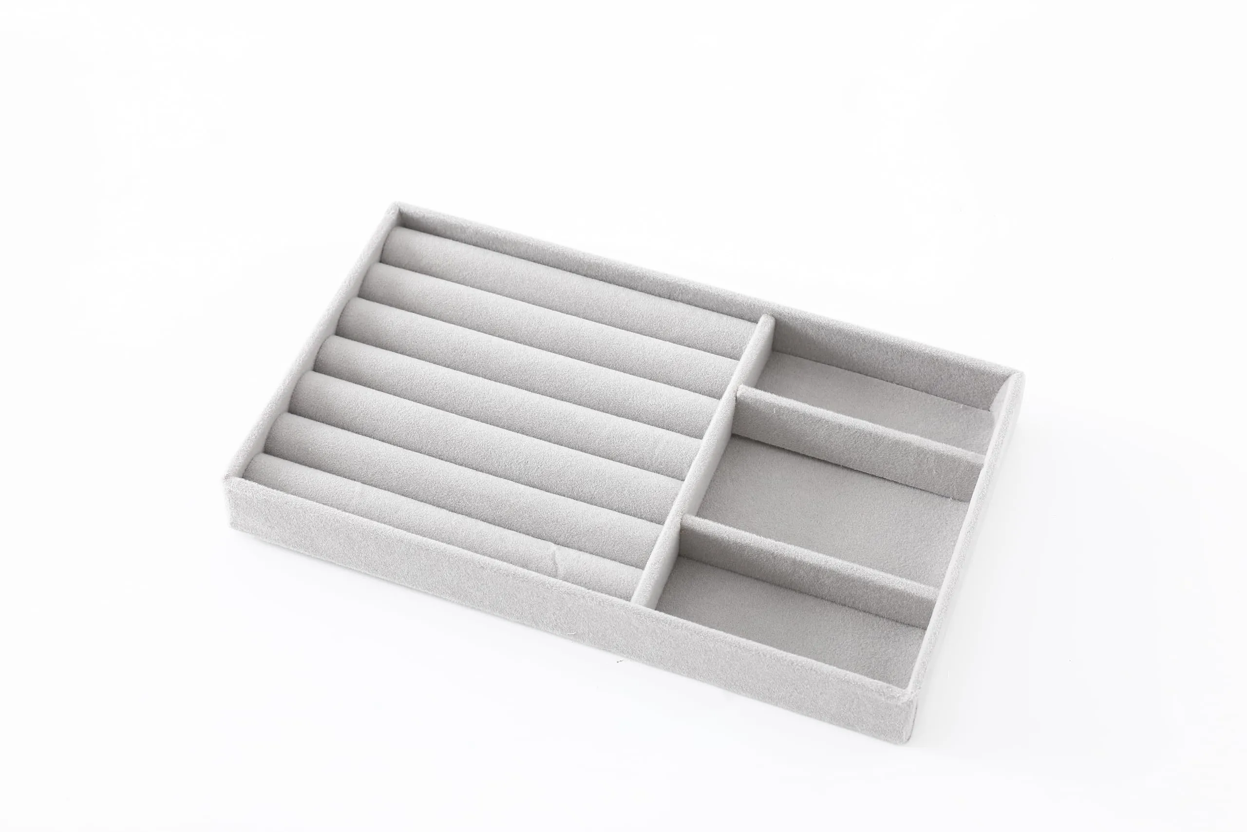 Kuber Industries 20 Pieces Velvet Jewelry Trays Organizer | Jewelry Storage Box | Jewelry Organizer | Showcase Holder Dresser Organizer for Earring Necklace Bracelet Ring | Pack of 5 |YBL4-02 | Grey