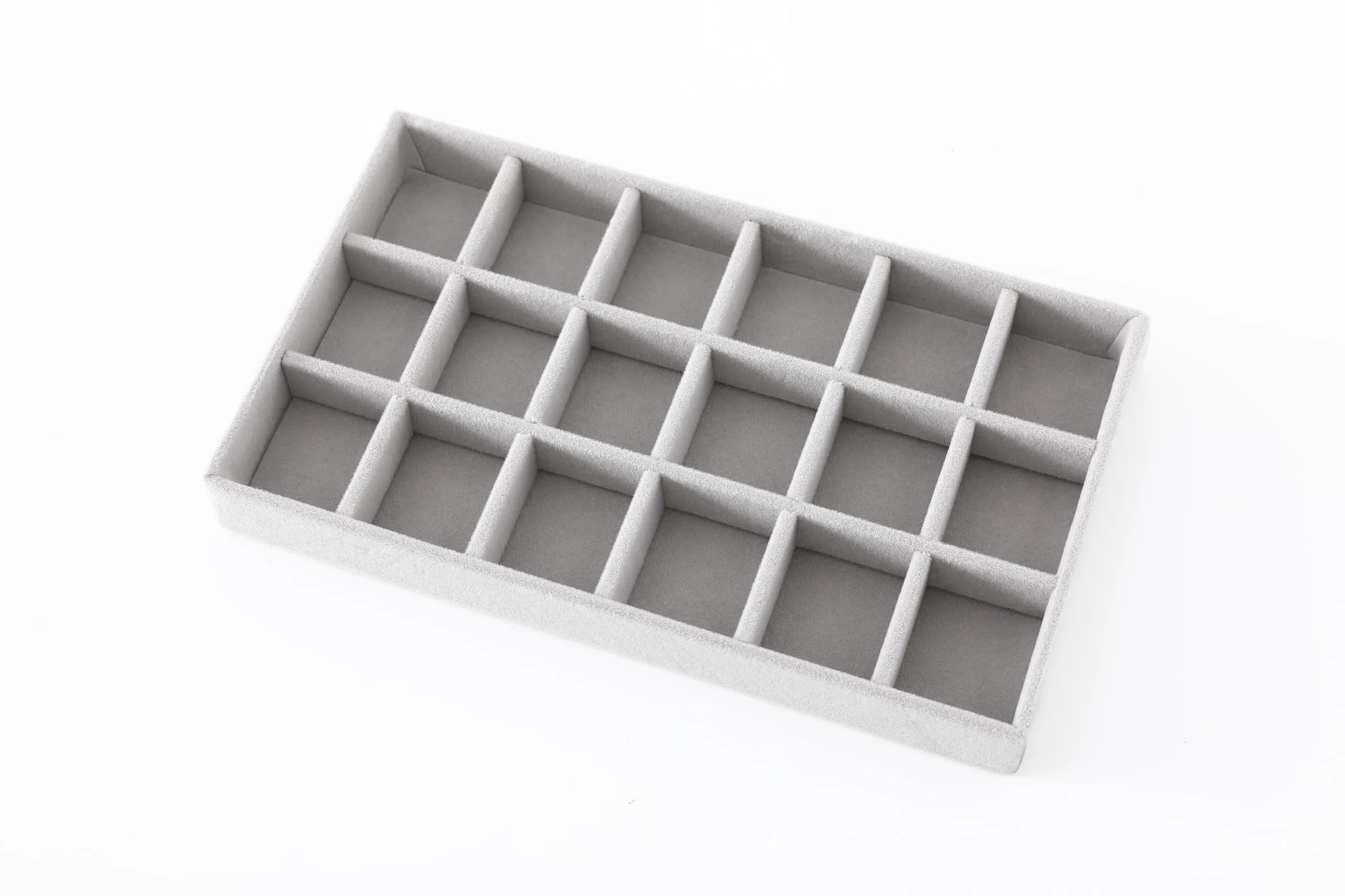 Kuber Industries 20 Pieces Velvet Jewelry Trays Organizer | Jewelry Storage Box | Jewelry Organizer | Showcase Holder Dresser Organizer for Earring Necklace Bracelet Ring | Pack of 5 |YBL4-02 | Grey