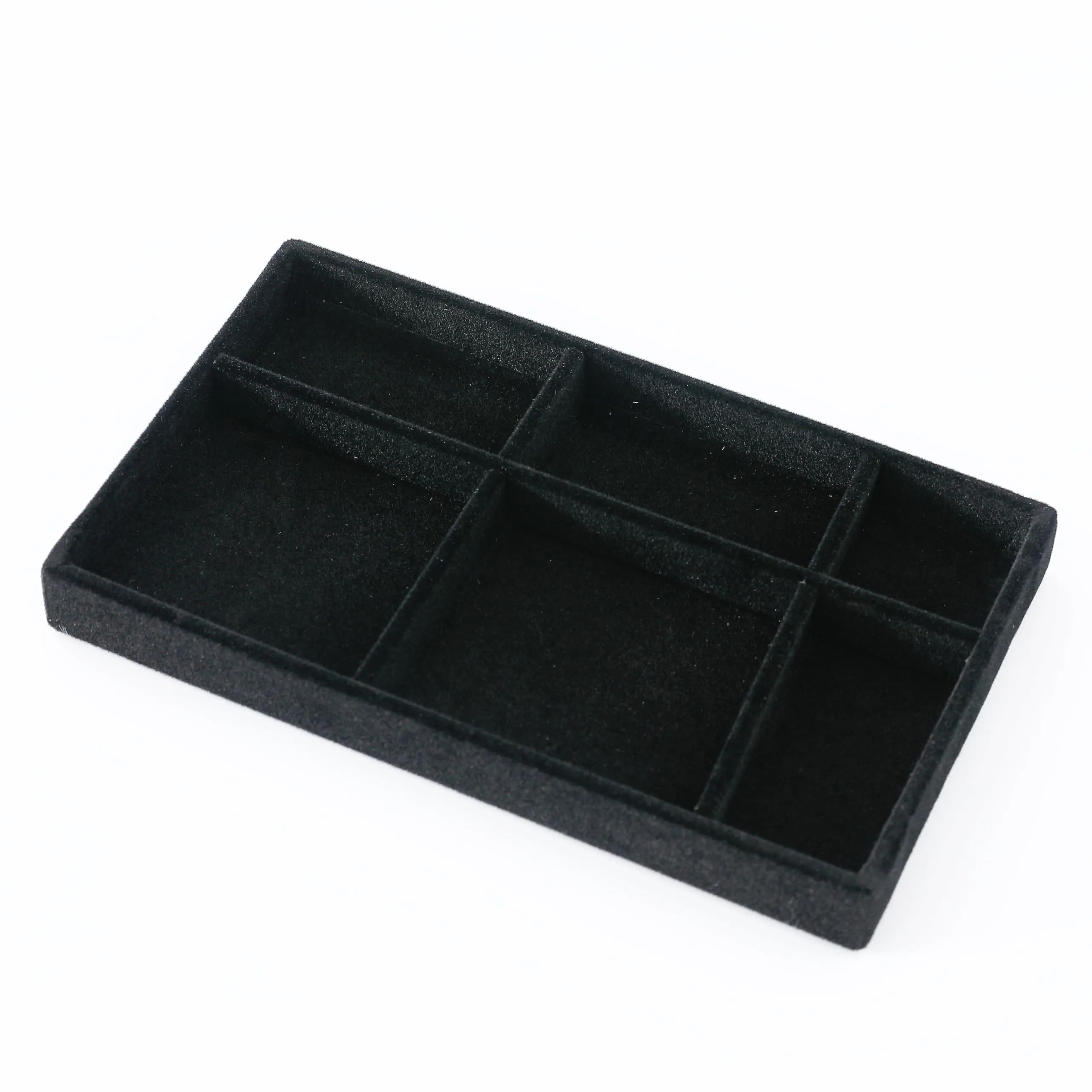 Kuber Industries 24 Pieces Velvet Jewelry Trays Organizer |Jewelry Storage Box | Jewelry Organizer |Showcase Holder Dresser Organizer for Earring Necklace Bracelet Ring | Pack of 6 | YBL4-03 | Black