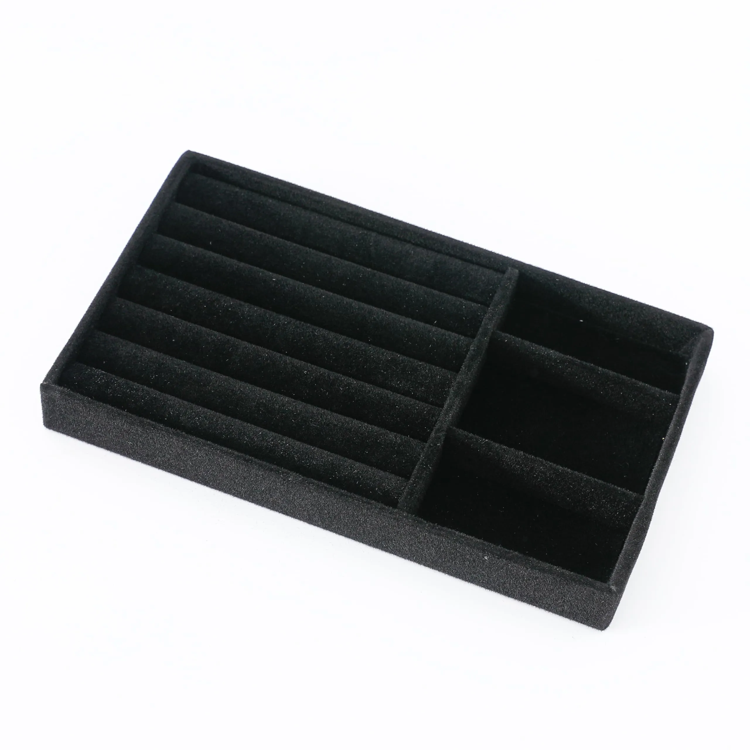 Kuber Industries 24 Pieces Velvet Jewelry Trays Organizer |Jewelry Storage Box | Jewelry Organizer |Showcase Holder Dresser Organizer for Earring Necklace Bracelet Ring | Pack of 6 | YBL4-03 | Black