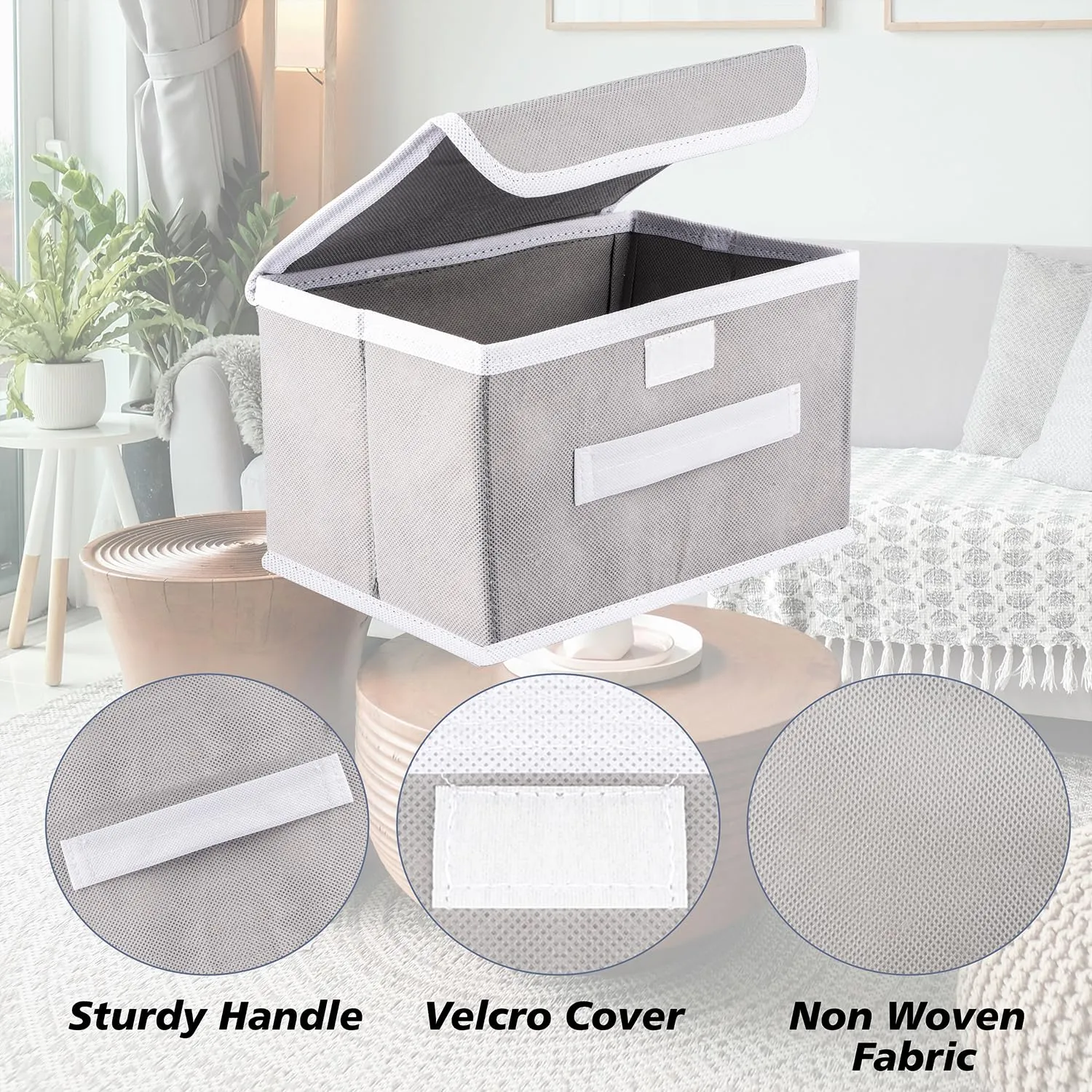 Kuber Industries Foldable Boxes For Storage - (Pack of 2) Multipurpose Storage Organizer For Clothes | Wardrobe | Closet | Toys | Books - Undergarment Organizer Basket With Handle And Lid (Grey)