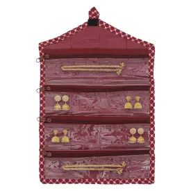 Kuber Industries Hanging Jewellery Organizer | Parachute Foldable Watches Organizer | Makeup Organizer | 4 Transparent Zipper Cosmetic Organizer | Maroon