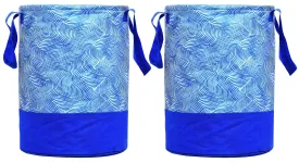 Kuber Industries Laheriya Printed Waterproof Canvas Laundry Bag|Toy Storage|Laundry Basket Organizer 45 L |Pack of 2 (Blue)