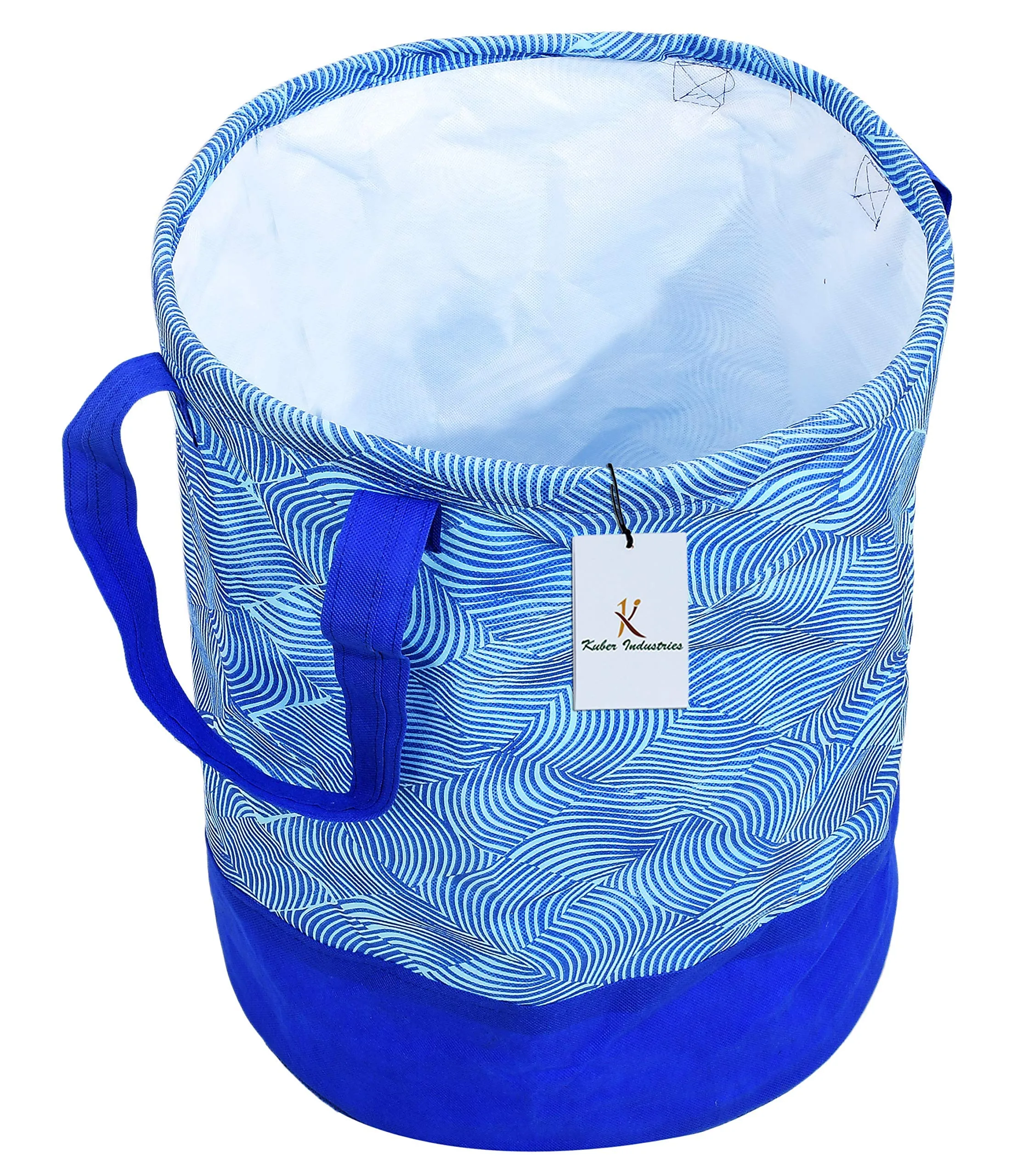 Kuber Industries Laheriya Printed Waterproof Canvas Laundry Bag|Toy Storage|Laundry Basket Organizer 45 L |Pack of 2 (Blue)