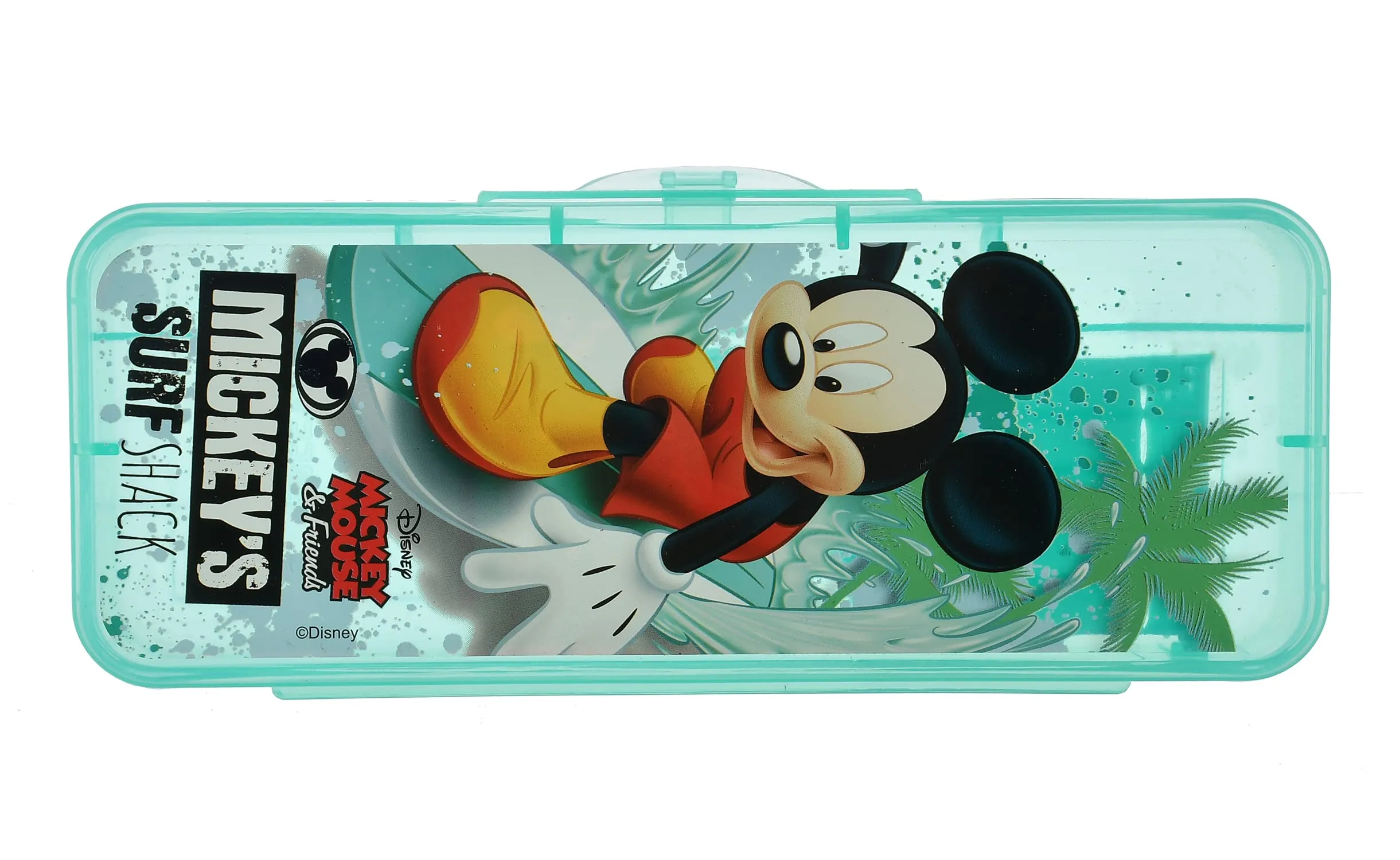 Kuber Industries Micky Mouse Printed Tranasparent Plastic Pencil Box Mini Organizer Storage Box for Kids, Pack of 2 (Green) (HS39KUBMART022664)