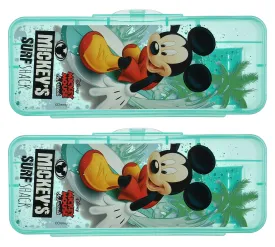 Kuber Industries Micky Mouse Printed Tranasparent Plastic Pencil Box Mini Organizer Storage Box for Kids, Pack of 2 (Green) (HS39KUBMART022664)