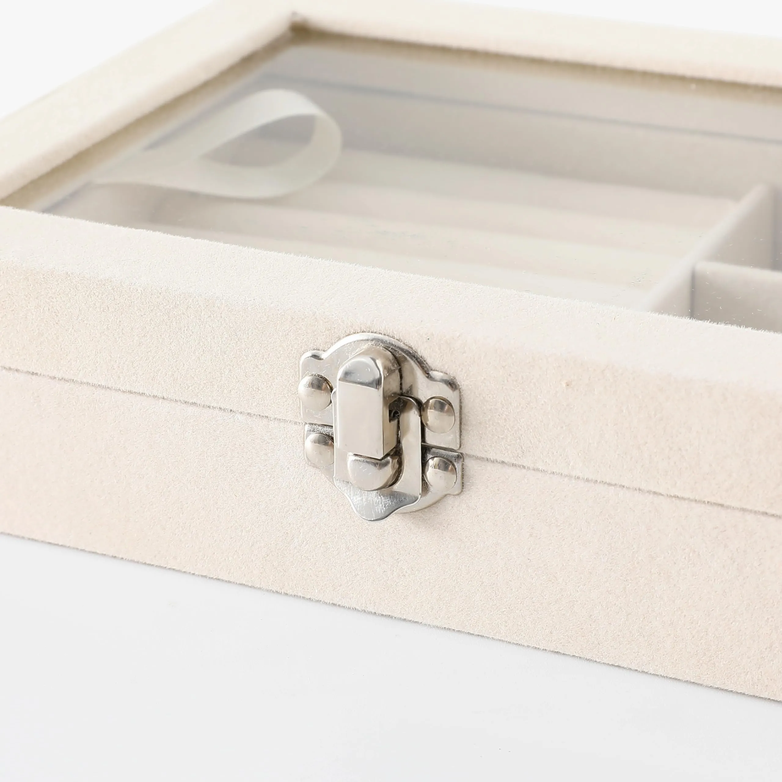 Kuber Industries Pack of 3 Velvet Jewelry Box Organizer | Jewelry Storage Box | Jewelry Organizer | Showcase Holder Dresser Organizer for Earring Necklace Bracelet Ring |YXX-018 | White