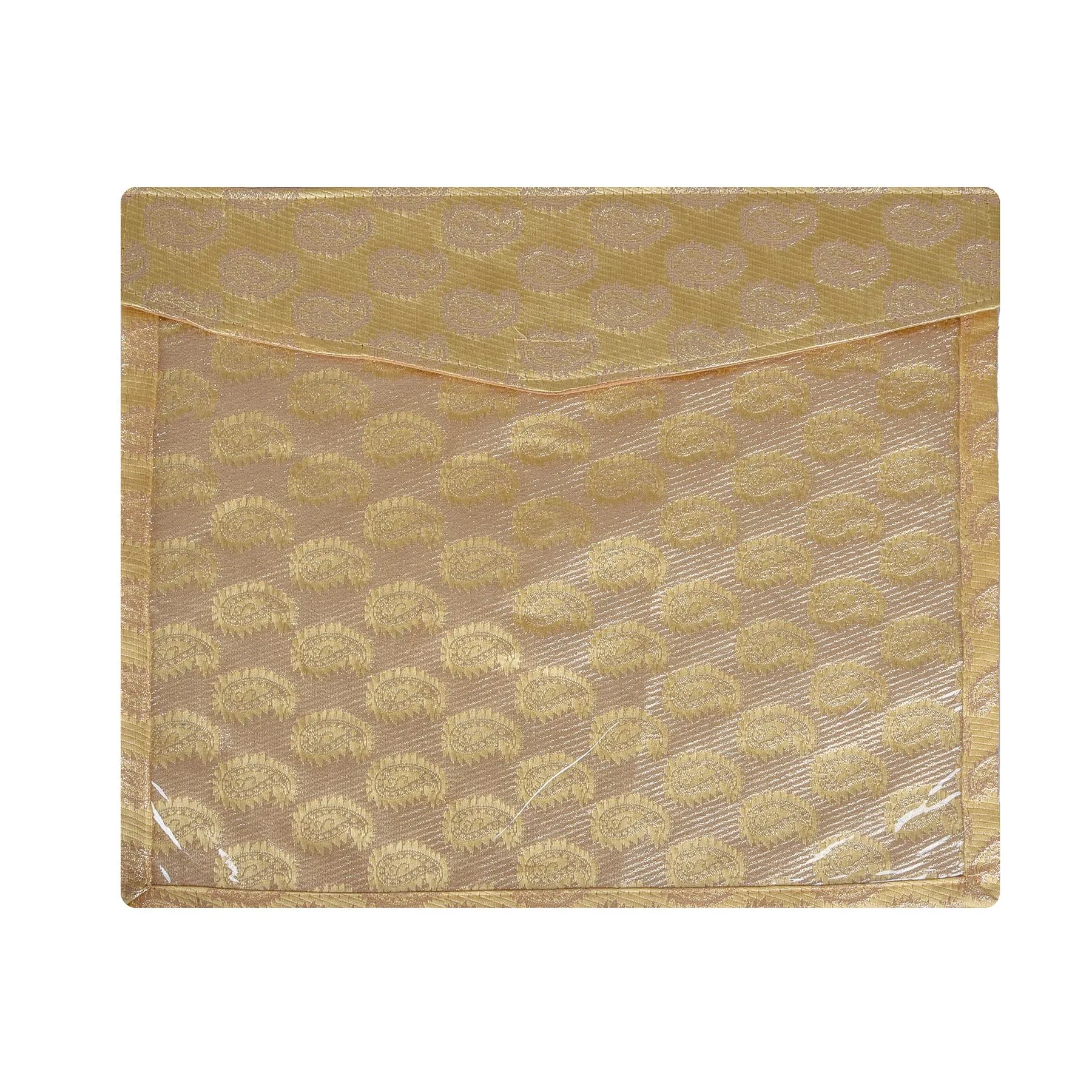 Kuber Industries Saree Cover | Clothes Storage Bag | Single Packing Saree with Zip Closure | Wardrobe Organizer | Cloth Stoarge Organizer | Carry Jama-Design | Pack of 12 | Golden