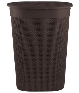 Kuber Industries Slim Durable Lightweight Plastic Laundry Basket, Storage Organizer With Lid, 55 Ltr. (Brown)-46KM0456