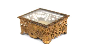 Lace Antique Ormolu Filigree Jewelry Box #133