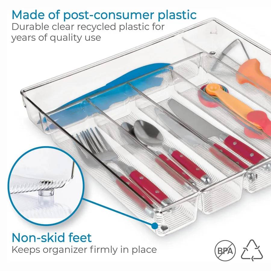 Large Clear Plastic Cutlery Storage Tray