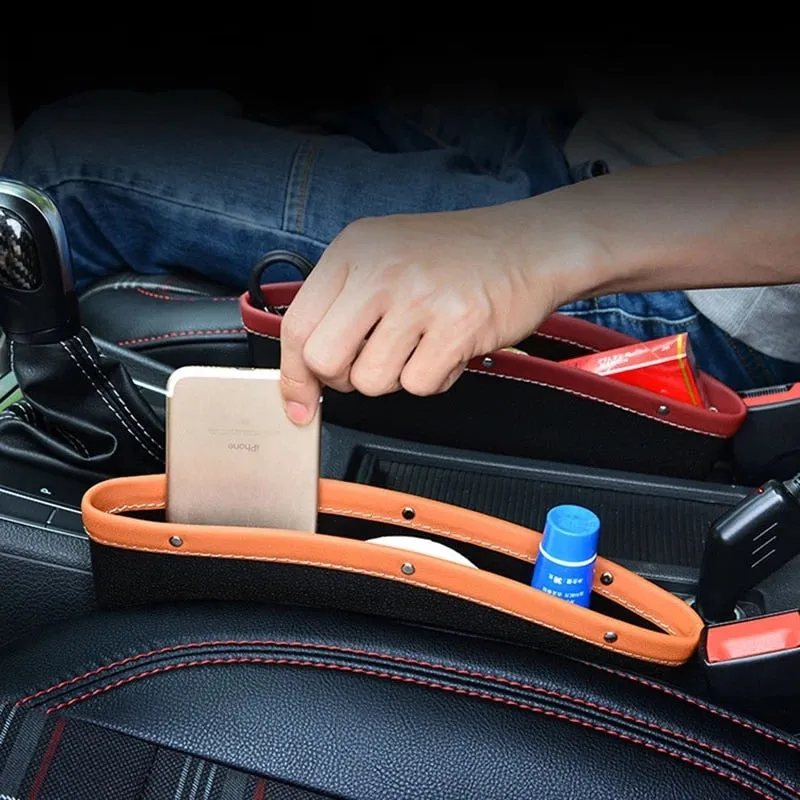 Leather Car Seat Gap Organizer With Multifunctional Pocket As A Vehicle Interior Accessory