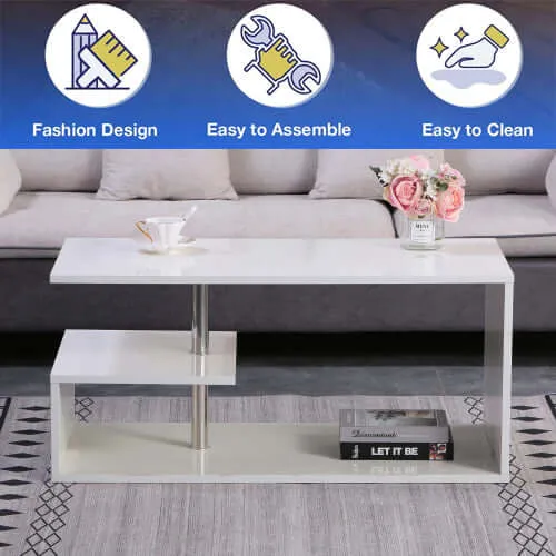 LED High Gloss Coffee Table 100x56cm - Versatile & Chic