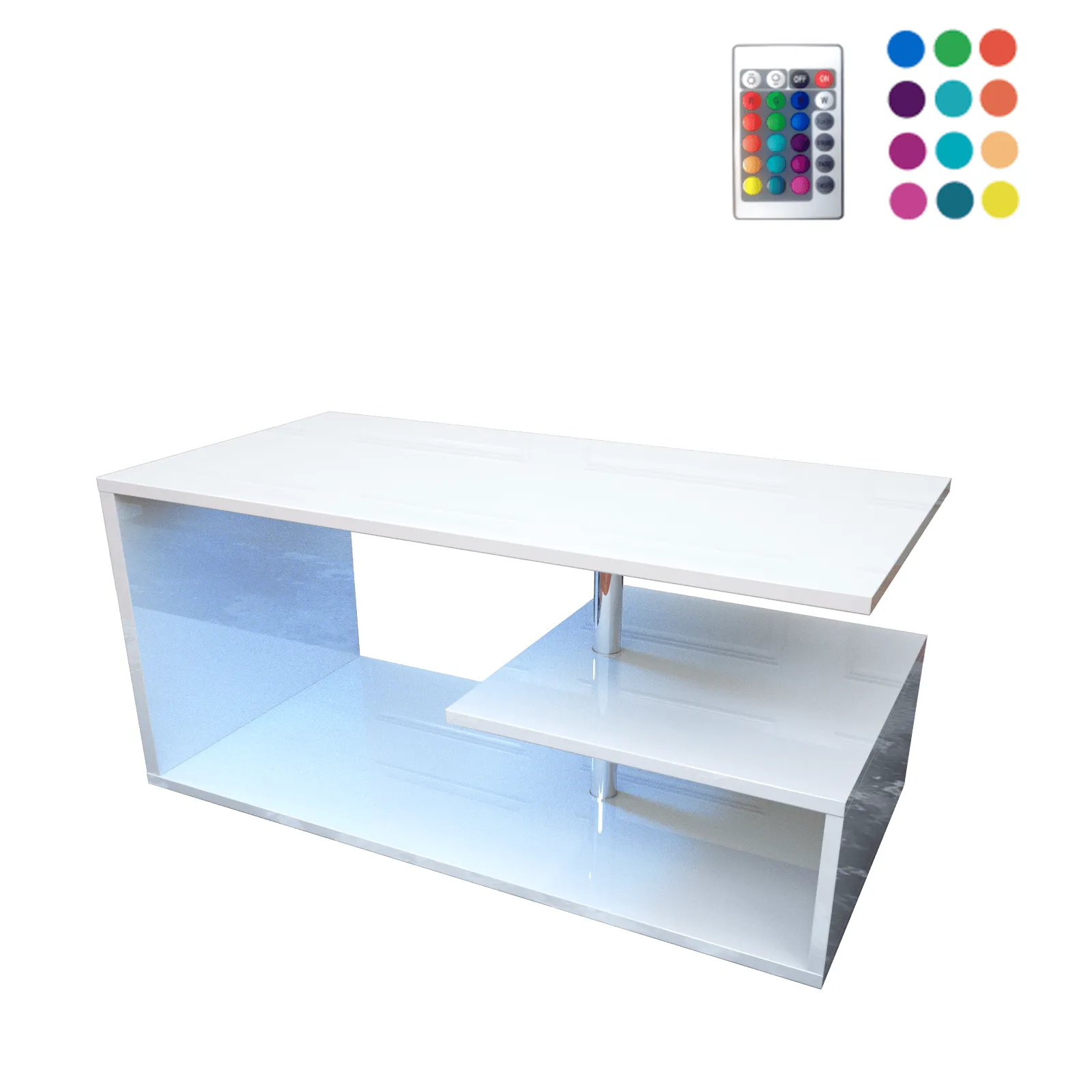 LED High Gloss Coffee Table 100x56cm - Versatile & Chic