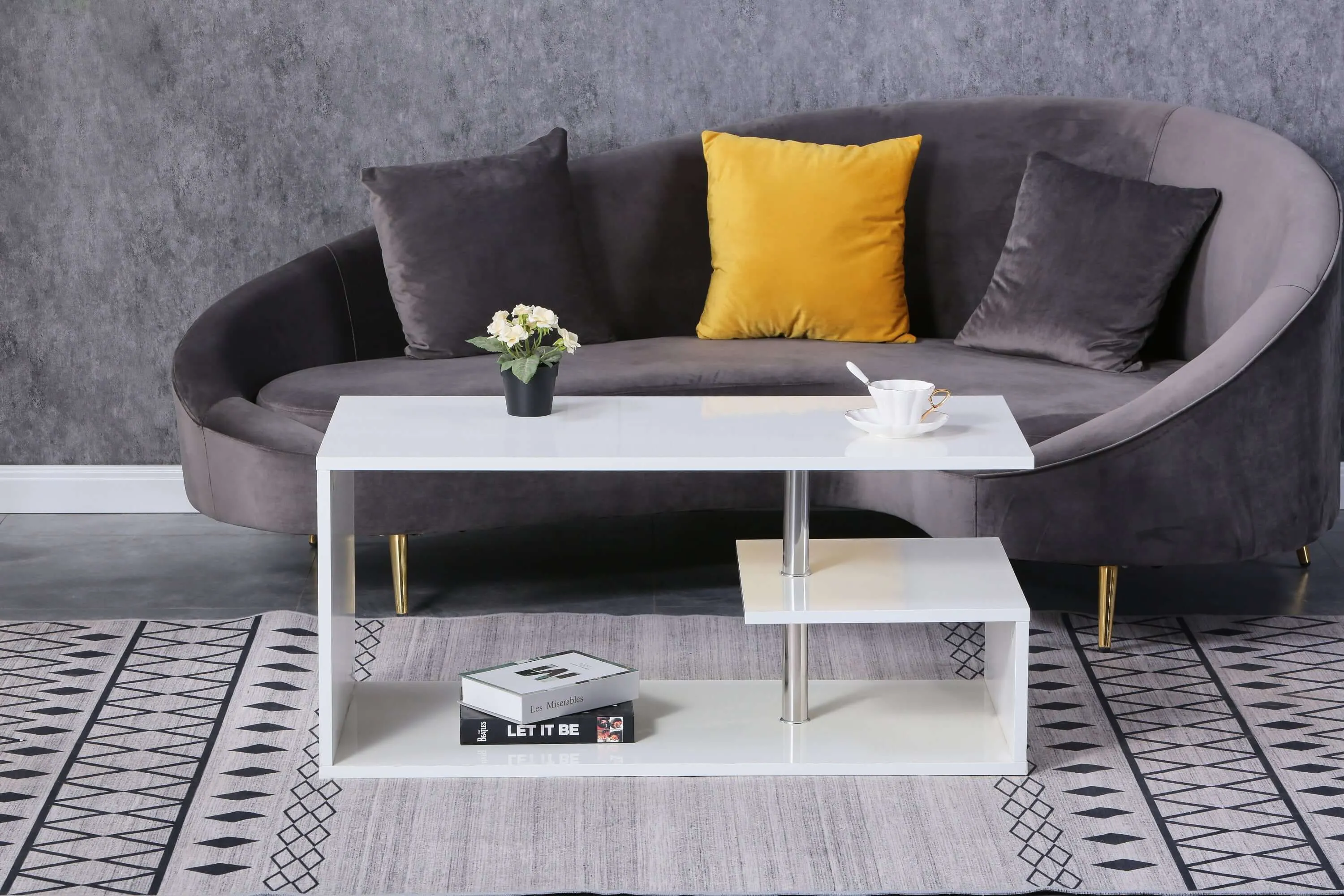 LED High Gloss Coffee Table 100x56cm - Versatile & Chic