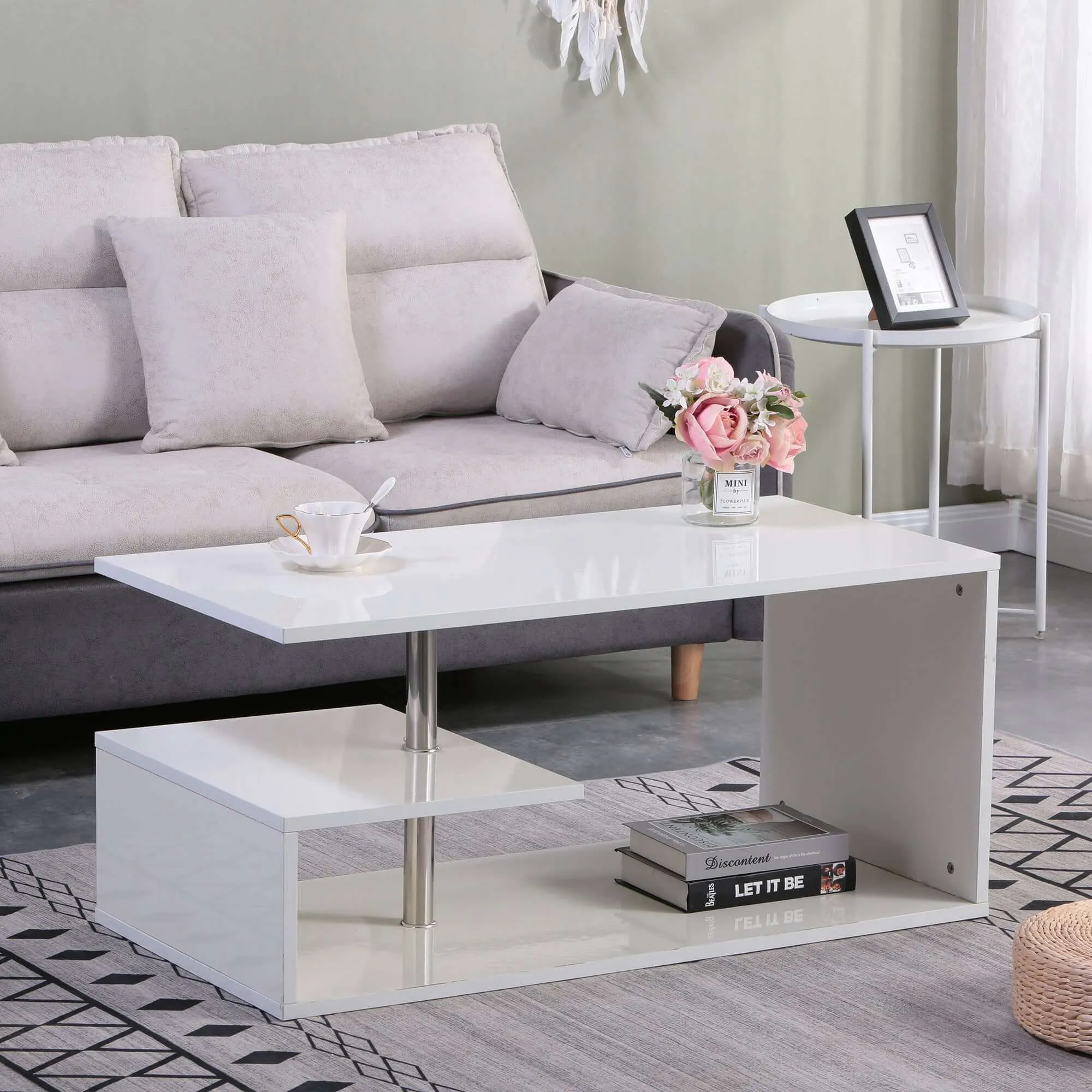 LED High Gloss Coffee Table 100x56cm - Versatile & Chic