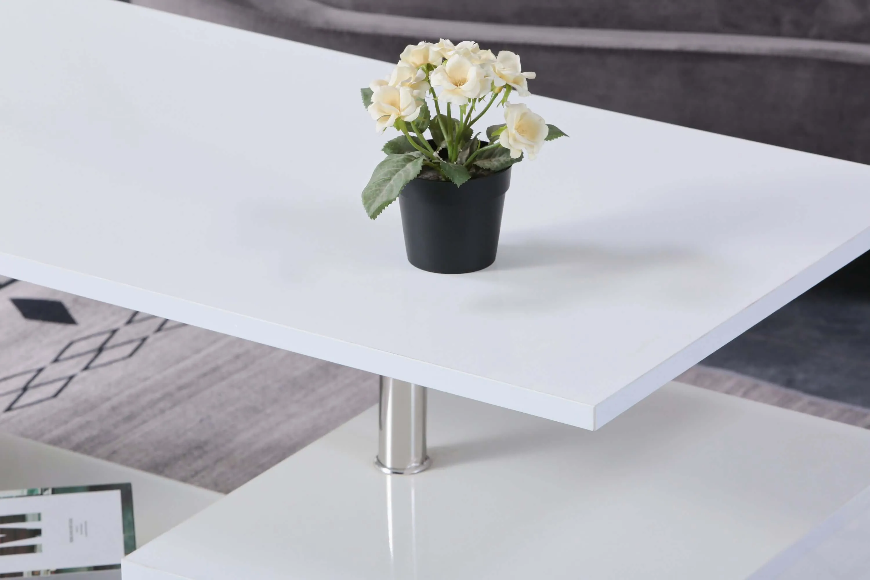 LED High Gloss Coffee Table 100x56cm - Versatile & Chic