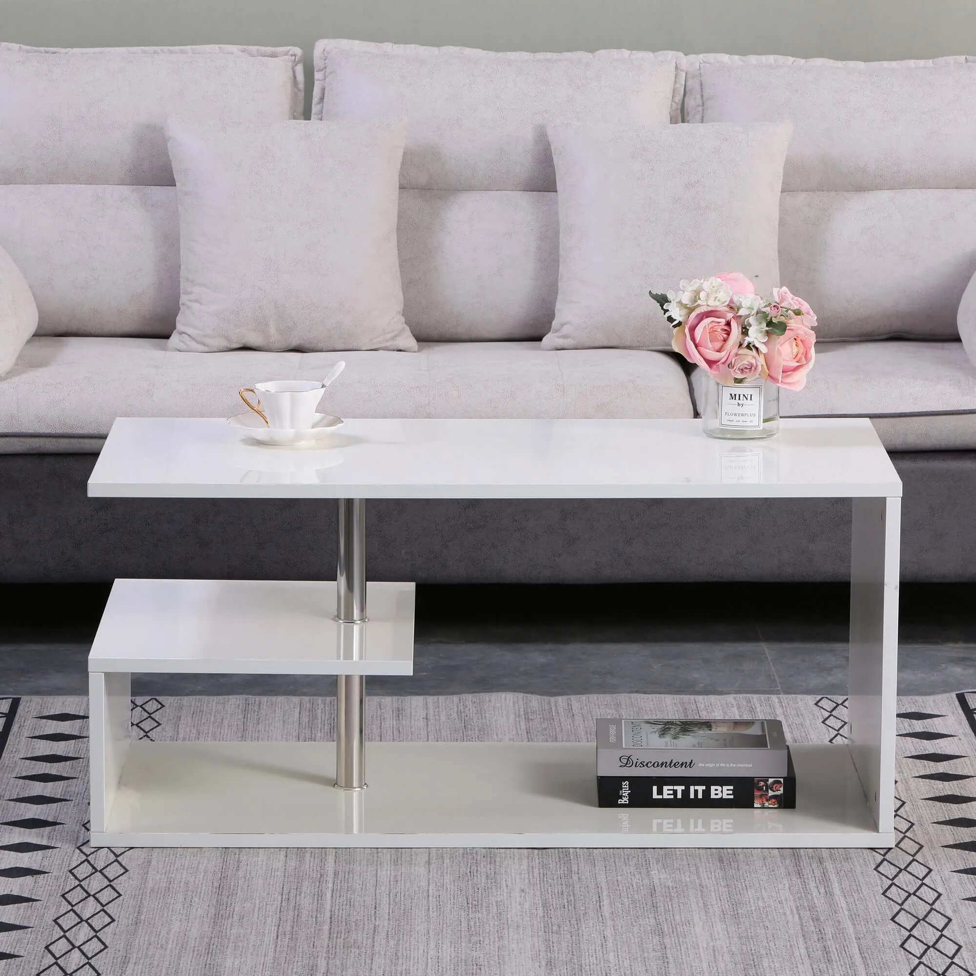 LED High Gloss Coffee Table 100x56cm - Versatile & Chic