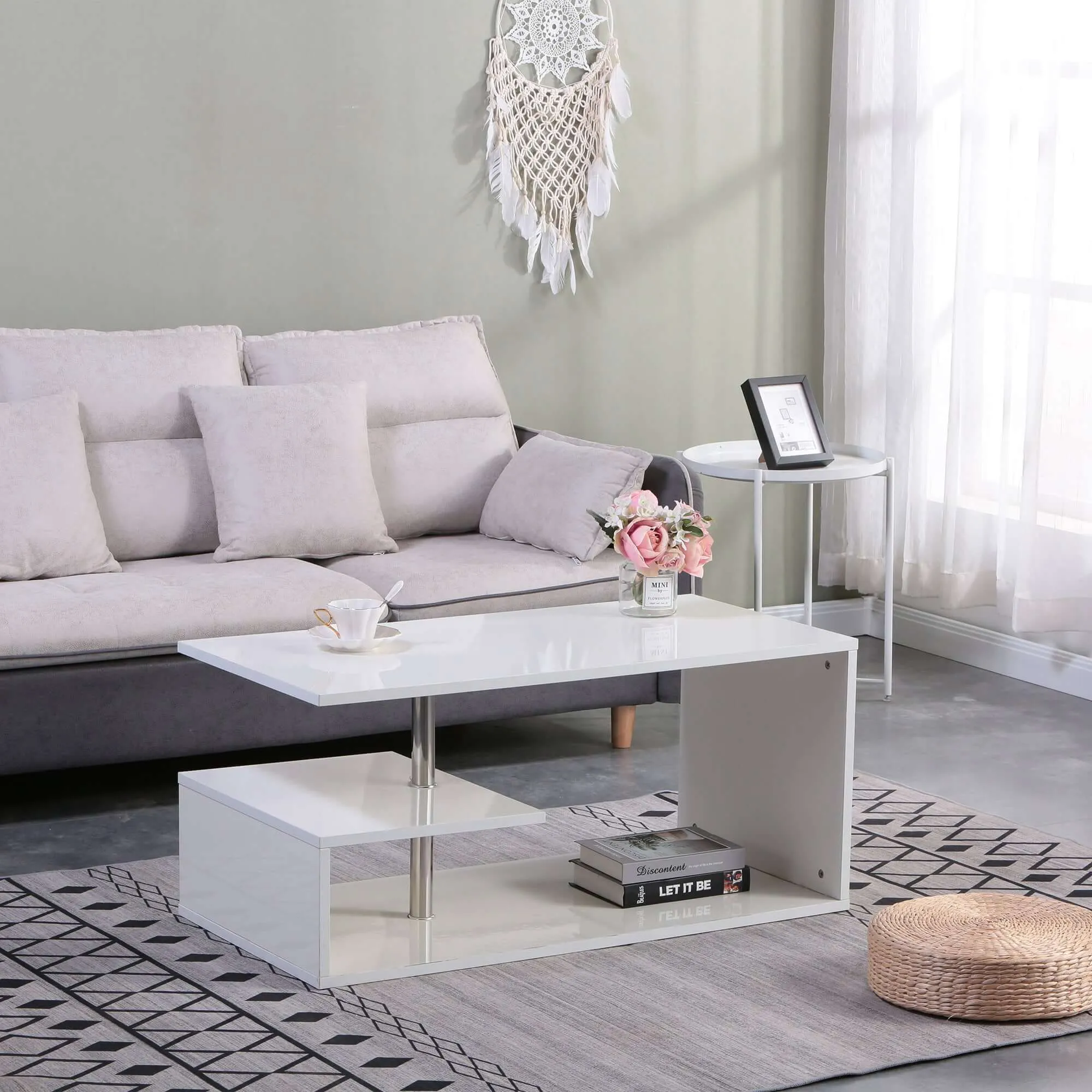 LED High Gloss Coffee Table 100x56cm - Versatile & Chic