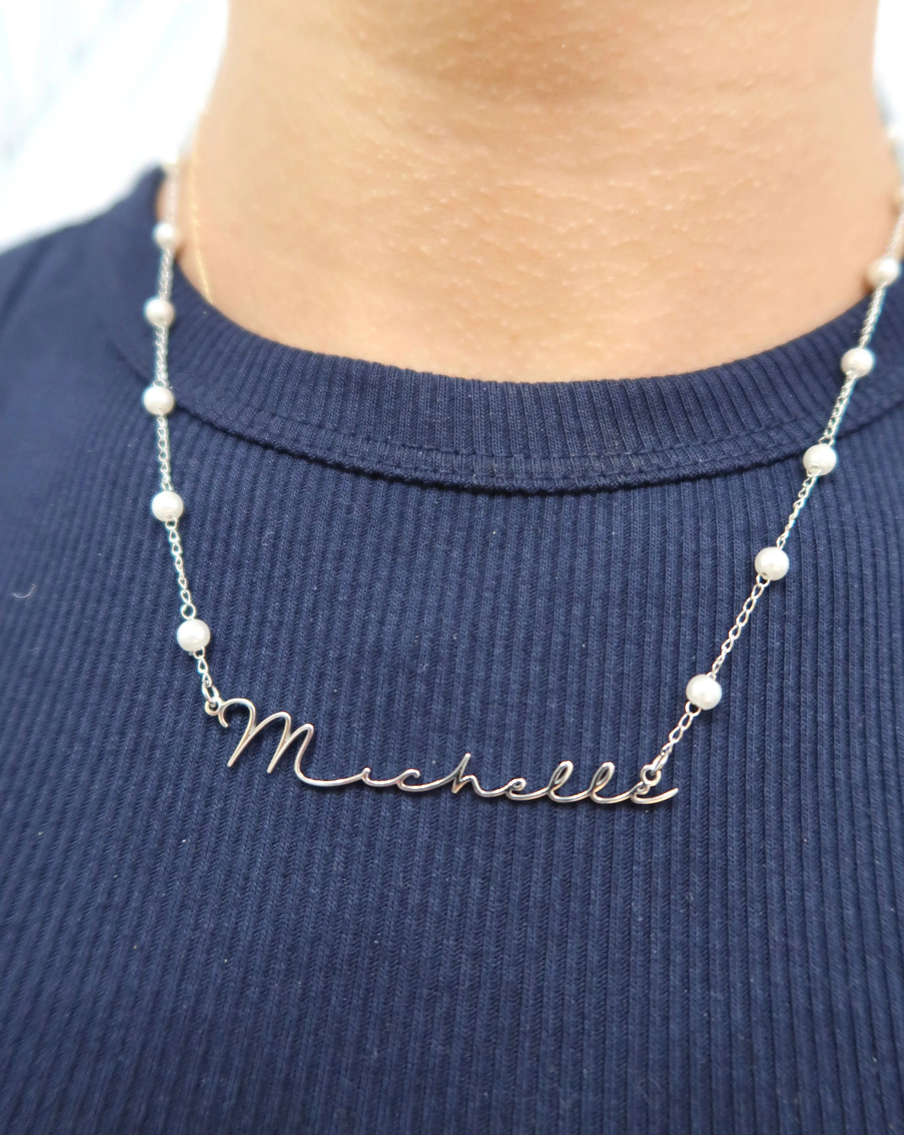 Mrs. Big Personalized Pearl Shell Name Necklace