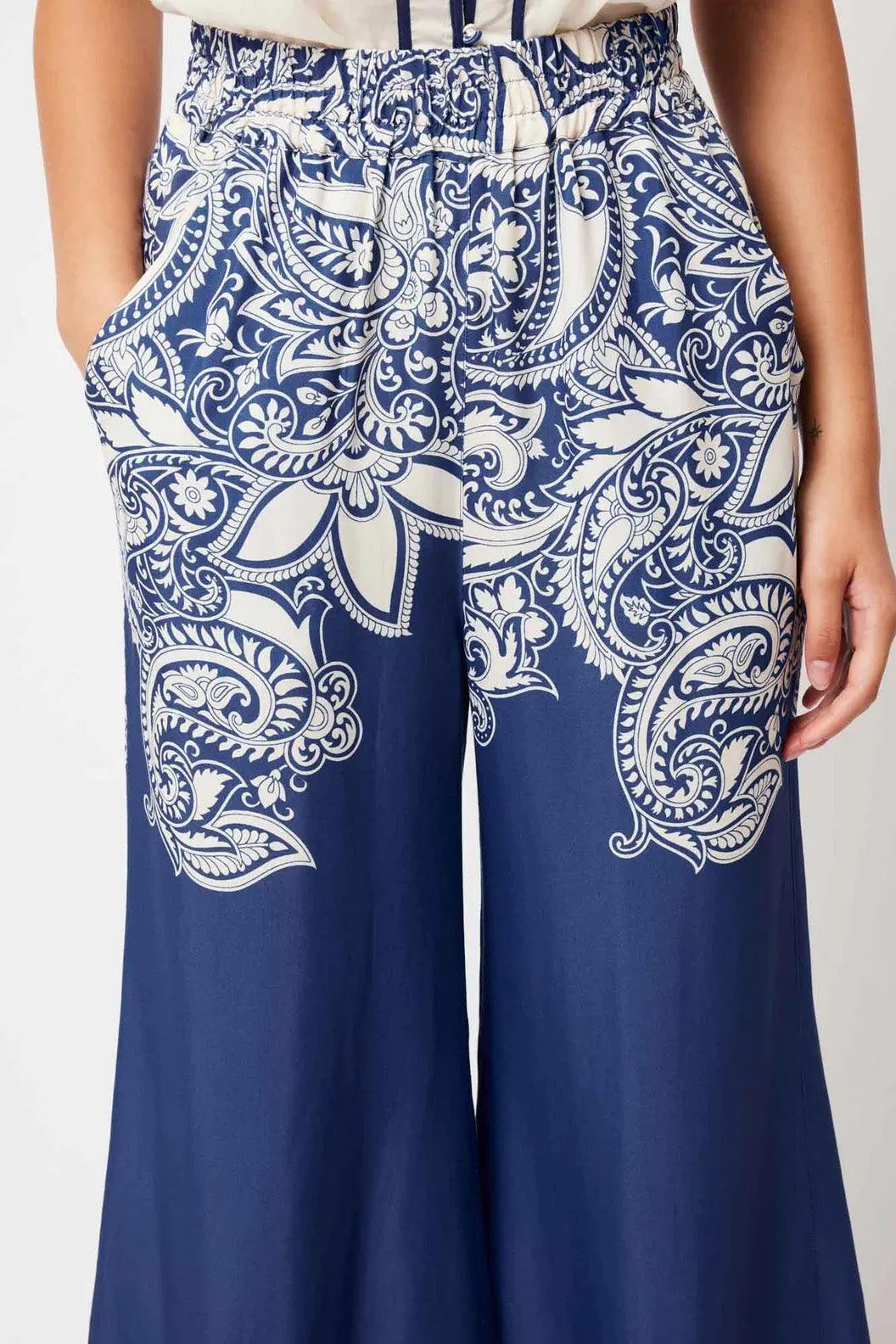 Positano Elastic Waist Wide Leg Pant | Nautique Paisley