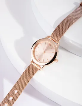 Rose Gold Skinny Mesh Watch