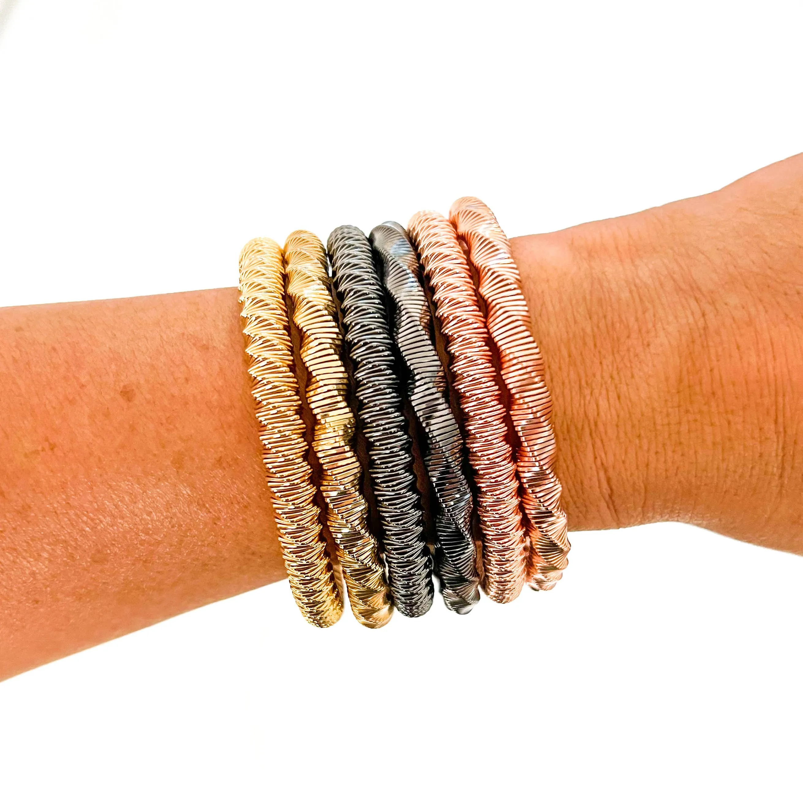 Rose Gold Tight Twist Slinky Stretch Bracelet