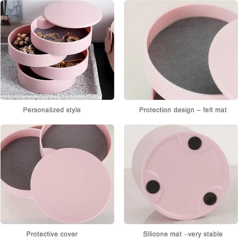 Rotating Jewelry Tray with Lid for Travel and Storage Organizer