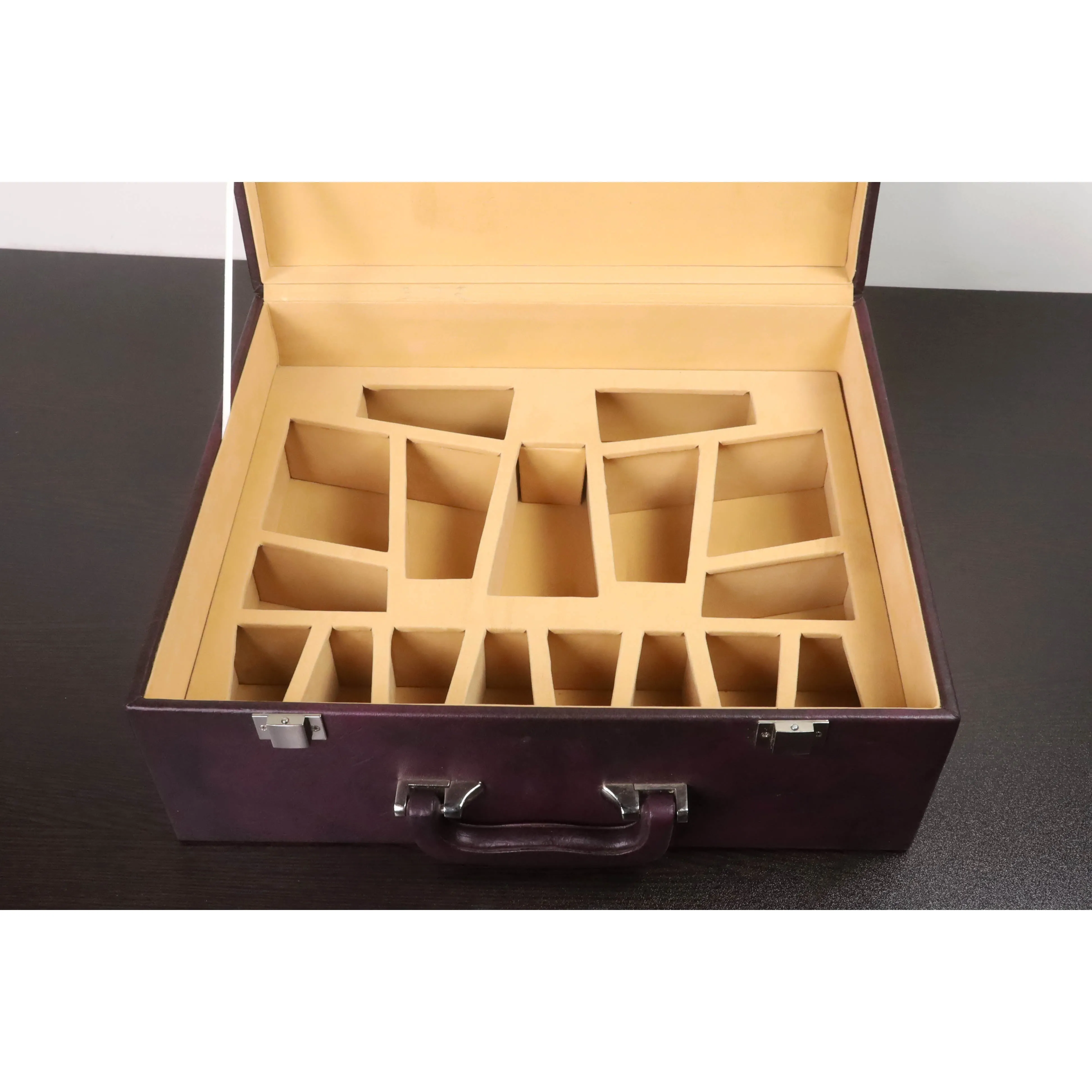 Signature Leatherette Coffer Storage Box - Burgundy - Chess Pieces of 4.2" to 5.0"