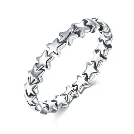 Size 6 Sterling Silver Stars Band Ring, 1.8 gm of 925