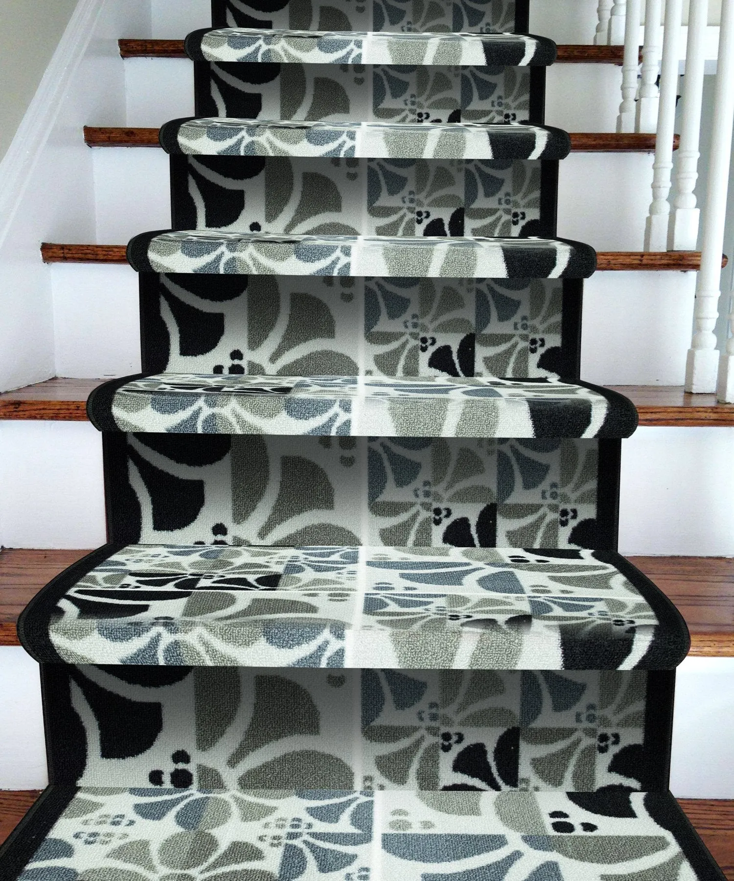 Stair Runner Hard Wearing Non-Slip Mat - Daisy Grey